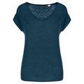 Camiseta lino cuello redondo mujer Peacock Blue XS