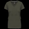 Camiseta de manga corta cuello pico mujer Dark Khaki S