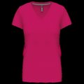 Camiseta de manga corta cuello pico mujer Fuchsia XXL