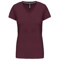 Camiseta de manga corta cuello pico mujer Wine M
