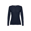 Camiseta manga larga ajustada para mujer Azul Marino XXL