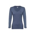 Camiseta manga larga ajustada para mujer Azul matizado XXL