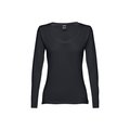Camiseta manga larga ajustada para mujer Negro XXL
