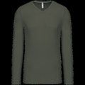 Camiseta de manga larga con cuello de pico Dark Khaki XXL