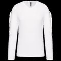 Camiseta de manga larga con cuello de pico White L