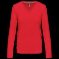 Camiseta manga larga mujer algodón entallada Red L