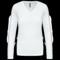 Camiseta manga larga mujer algodón entallada White L
