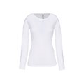 Camiseta manga larga mujer y cuello redondo White L