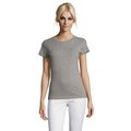 Camiseta Mujer Algodón Corte Entallado Gris Jaspeado M