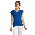Camiseta Mujer Entallada Algodón Escote Pico Azul Royal L