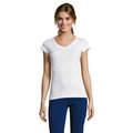 Camiseta Mujer Entallada Algodón Escote Pico Blanco Xxl