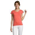 Camiseta Mujer Entallada Algodón Escote Pico Coral 3Xl