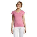 Camiseta Mujer Entallada Algodón Escote Pico Rosa Orquídea S