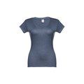 Camiseta Mujer Entallada de Algodón Escote V Azul matizado XL