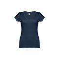 Camiseta Mujer Entallada de Algodón Escote V Azul XXL