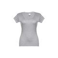 Camiseta Mujer Entallada de Algodón Escote V Gris claro matizado XXL