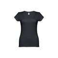 Camiseta Mujer Entallada de Algodón Escote V Negro XL