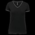 Camiseta de punto piqué mujer Black / Light Grey / White Xs