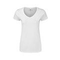 Camiseta V-Neck Entallada Algodón Mujer Blanco XS