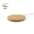 Cargador inalámbrico circular de linea nature con carcasa de bambú