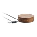 Cargador Qi Madera 15W Cable Retráctil