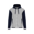 Cazadora Béisbol con Capucha Oxford Grey / Navy / White XS