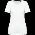 Camiseta algodón cuello pico mujer White M