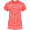 Camiseta Técnica Mujer Entallada Manga Ranglán Coral Fluor Vigore L
