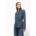 Camisa vaquera manga larga mujer