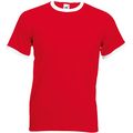 Camiseta de algodón con cuello contrastado Red / White Xl
