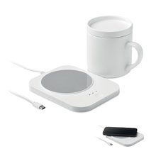 Calentador de tazas inalámbrico con taza cerámica Blanco