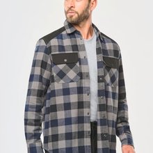 Camisa a cuadros algodón con bolsillos Storm Grey / Navy Checked / Black S