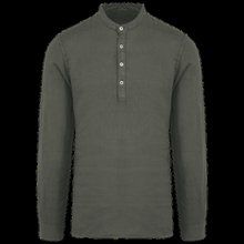 Camisa cuello mao de lino para hombre Washed Organic Khaki S