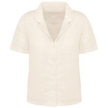 Camisa de lino manga corta para mujer Ivory Xs