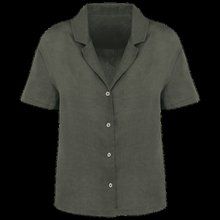 Camisa de lino manga corta para mujer Organic Khaki Xs