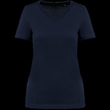 Camiseta algodón cuello pico mujer Deep Navy Xs