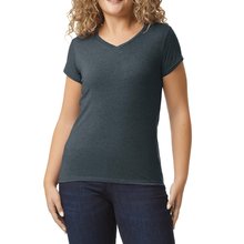 Camiseta cuello de pico para mujer de corte entallado Dark Heather S