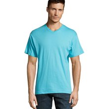 Camiseta Hombre Algodón Cuello Pico Azul Atolón 3Xl