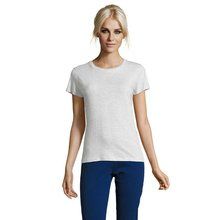 Camiseta Mujer Algodón Corte Entallado Ceniza M