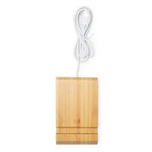 Cargador inalámbrico de bambú con soporte Crudo