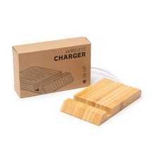 Cargador inalámbrico de bambú con soporte