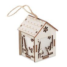Casa Adorno Navideño MDF con Luz Madera