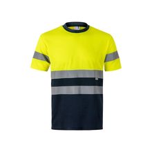 Camiseta técnica con bandas reflectantes Azul Marino/Amarillo 4Xl