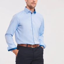 Camisa Espiga manga larga ajustada Light Blue / Mid Blue / Bright Navy S