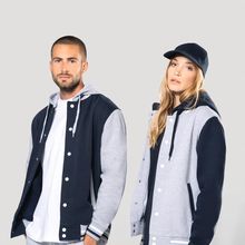 Cazadora Béisbol con Capucha Navy / Oxford Grey / White Xs