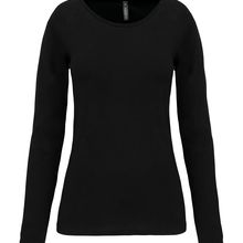 Camiseta manga larga mujer y cuello redondo Black S