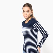 Camiseta a rayas de manga larga Navy / White Stripes Xs