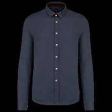 Camisa punto Jacquard Manga Larga Jacquard Blue S