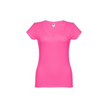 Camiseta Mujer Entallada de Algodón Escote V Rosa L