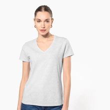 Camiseta de manga corta cuello pico mujer Ash Heather S